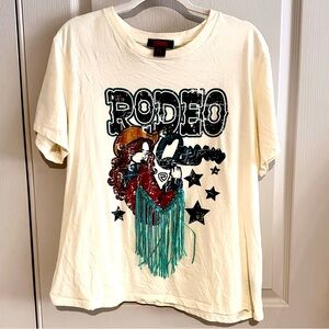 Rock & Roll Denim sparkly fringe tee